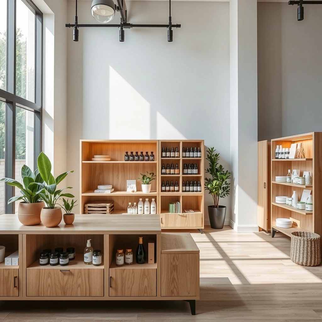 Vitality & Glow wellness store interior showing natural lighting and wellness products